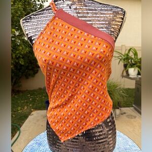 Zara Vibrant Orange and Red Patterned Top